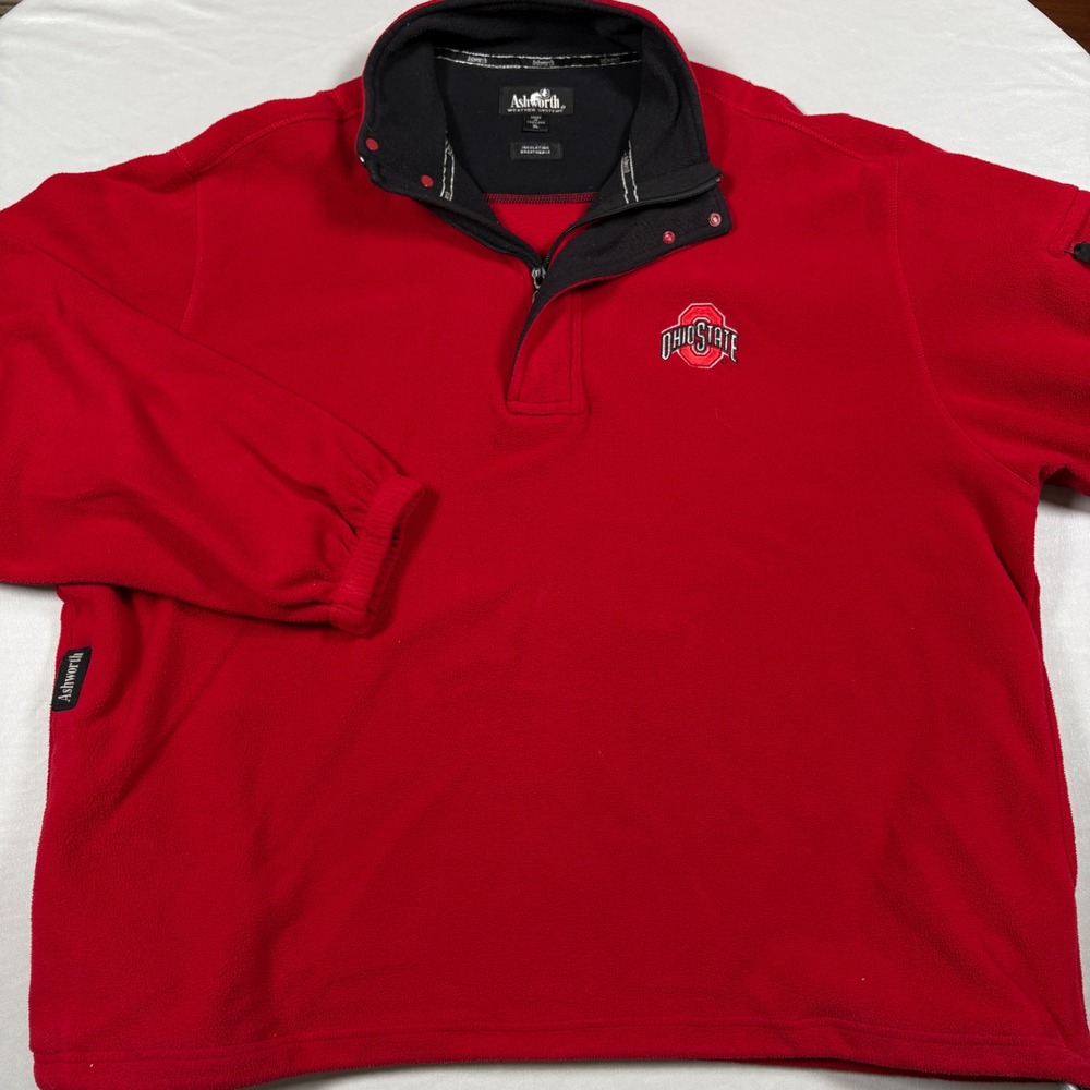 Ohio State Pullover Mens XL Red NCAA Football Buckeyes Ashworth EUC
